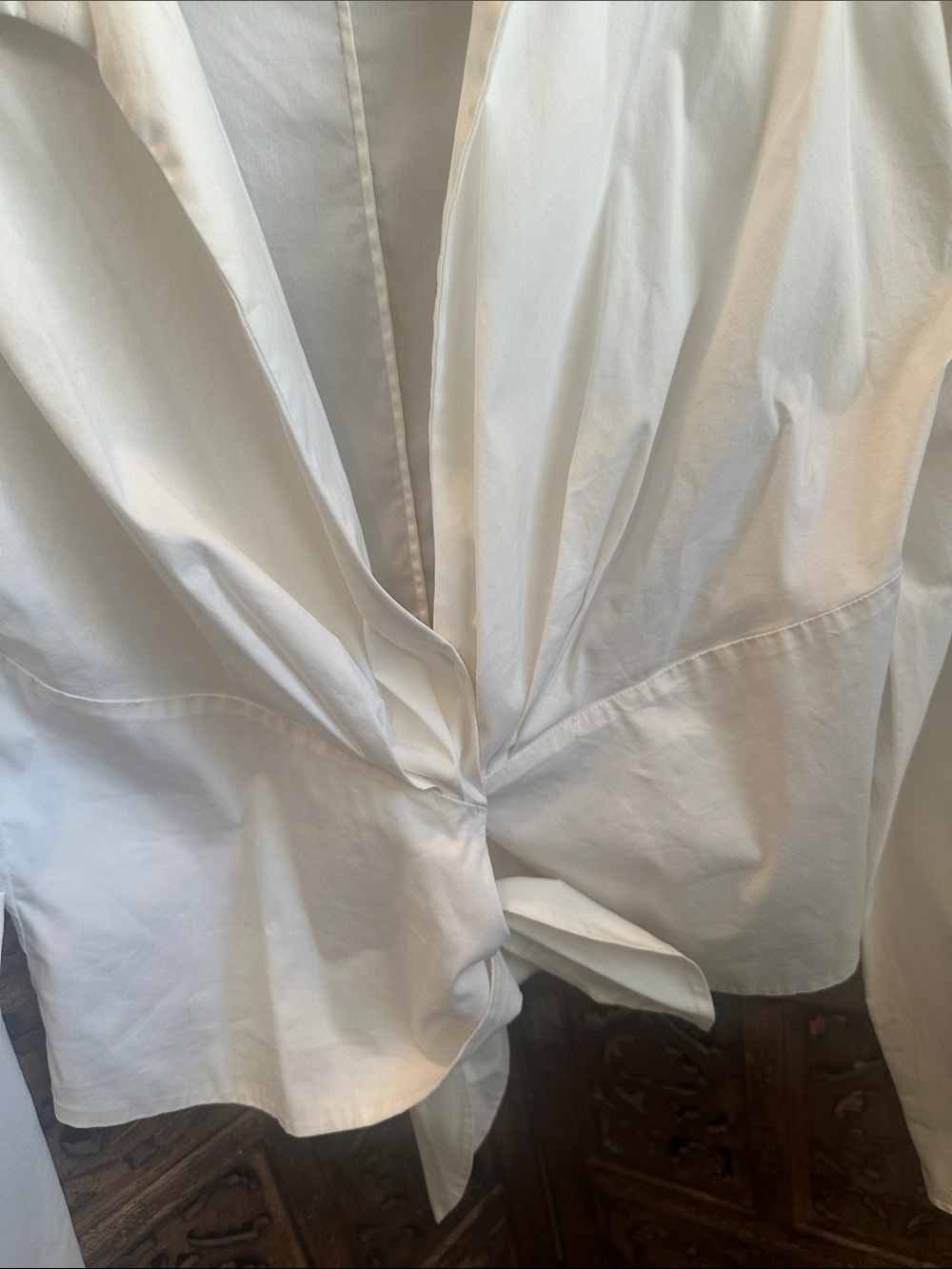Lafayette 148 New York White Twisted Front Blouse - Picture 3 of 3